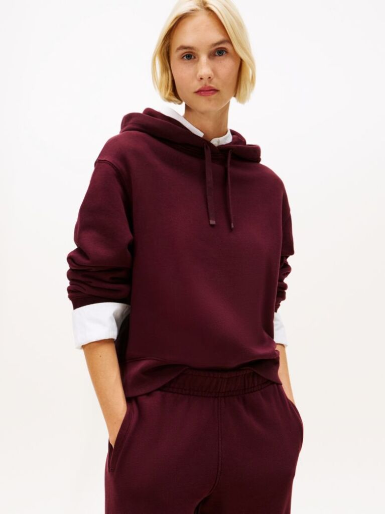 Red Logo Embroidery Drawstring Hoody  Women