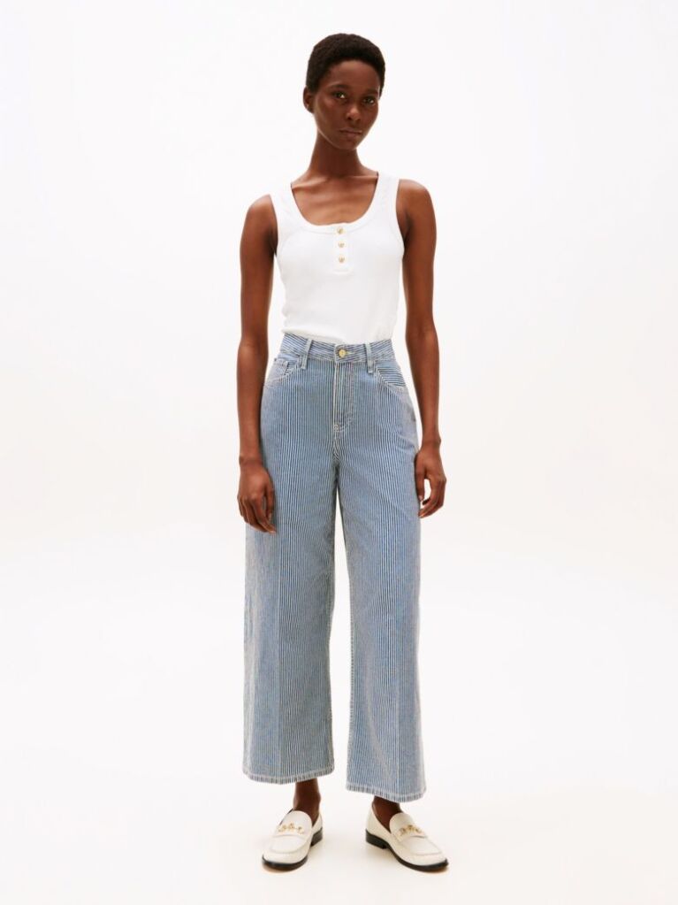 Multi Stripe High Rise Wide Leg Jeans  Women