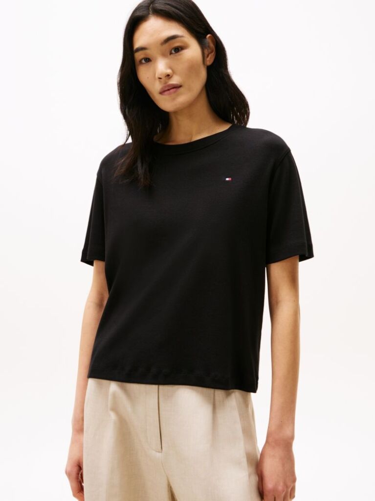Μαύρο Άνετο T-Shirt Με Λογότυπο  Γυναίκες