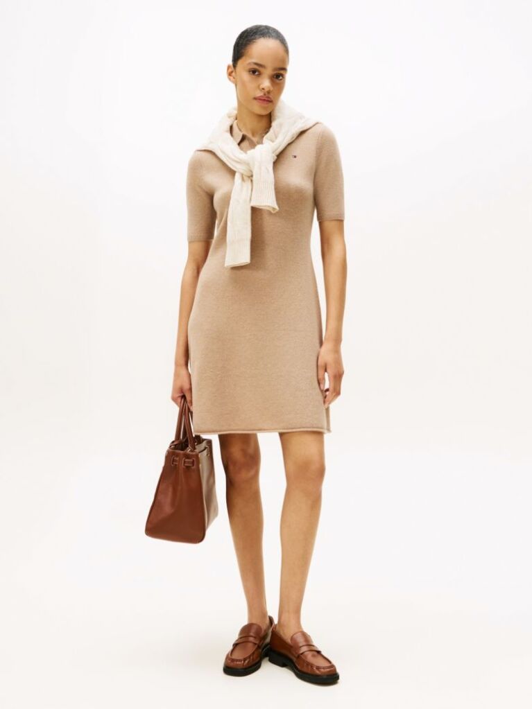 Brown Soft Wool Fit And Flare Mini Dress  Women