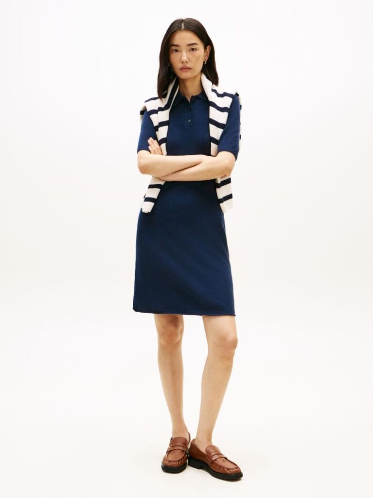 Blue Soft Wool Fit And Flare Mini Dress  Women