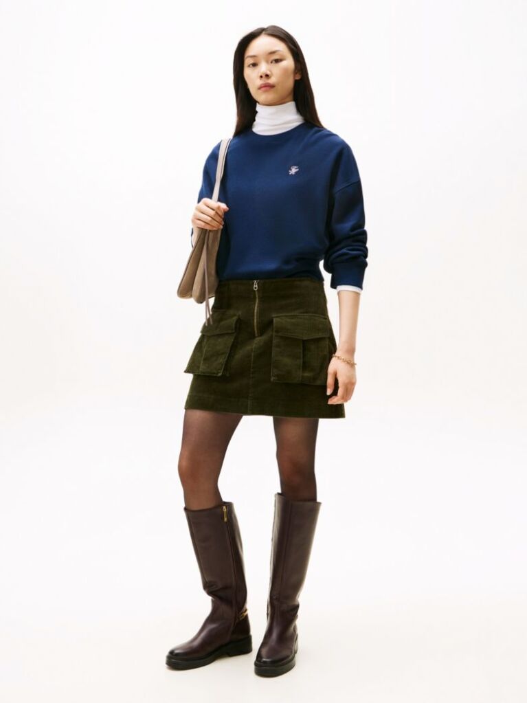 Green Cargo Pocket Corduroy Mini Skirt  Women