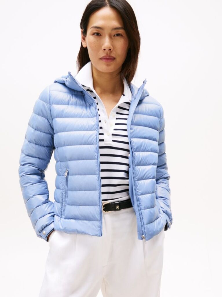 Blue Down Regular Hooded Jacket  Women