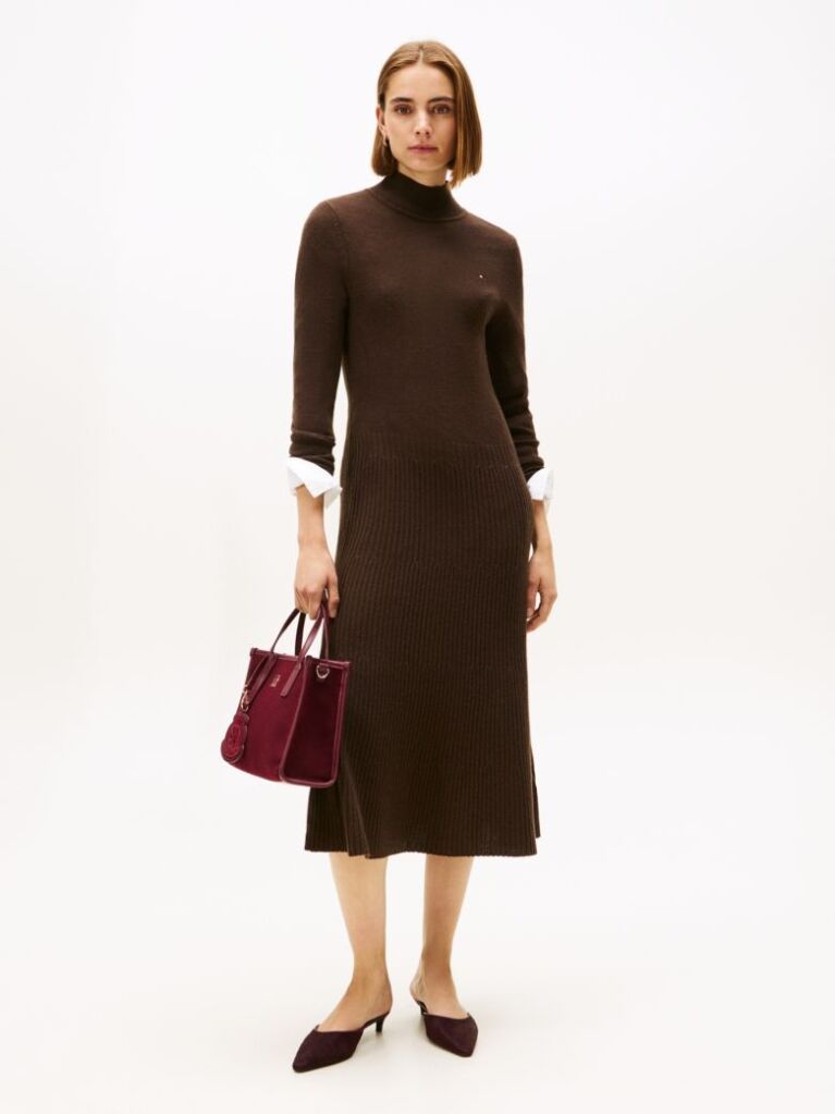Brown Midi Soft Wool Jumper Dress  Women