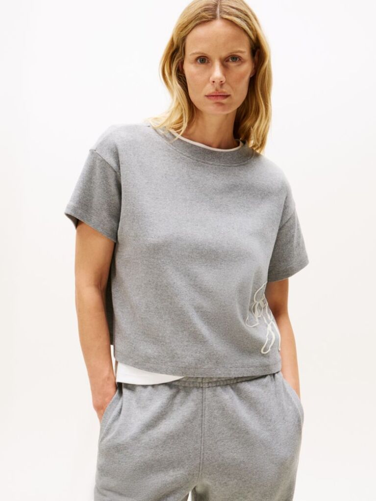 Grey Logo Appliqué Relaxed T-Shirt  Women