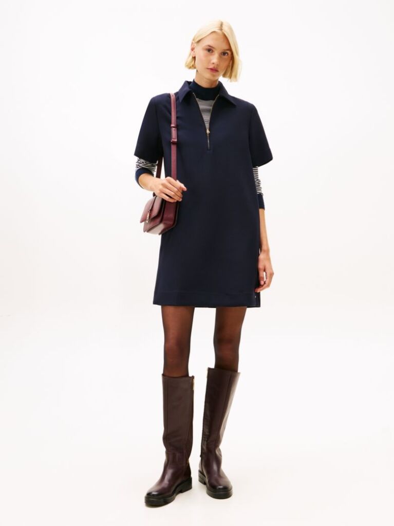 Blue Half-Zip Relaxed Shift Dress  Women