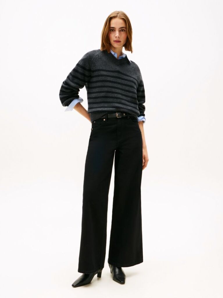 Black 70s High Rise Wide Leg Black Jeans  Women