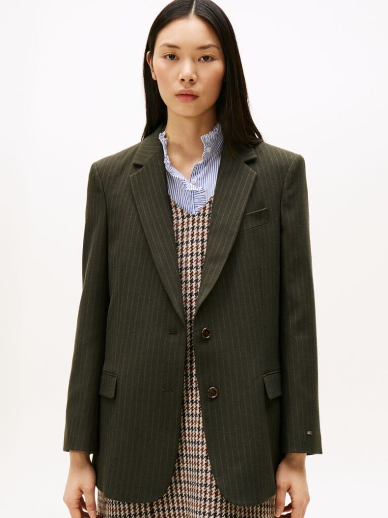Πράσινο Ριγέ Oversized Blazer  Γυναίκες