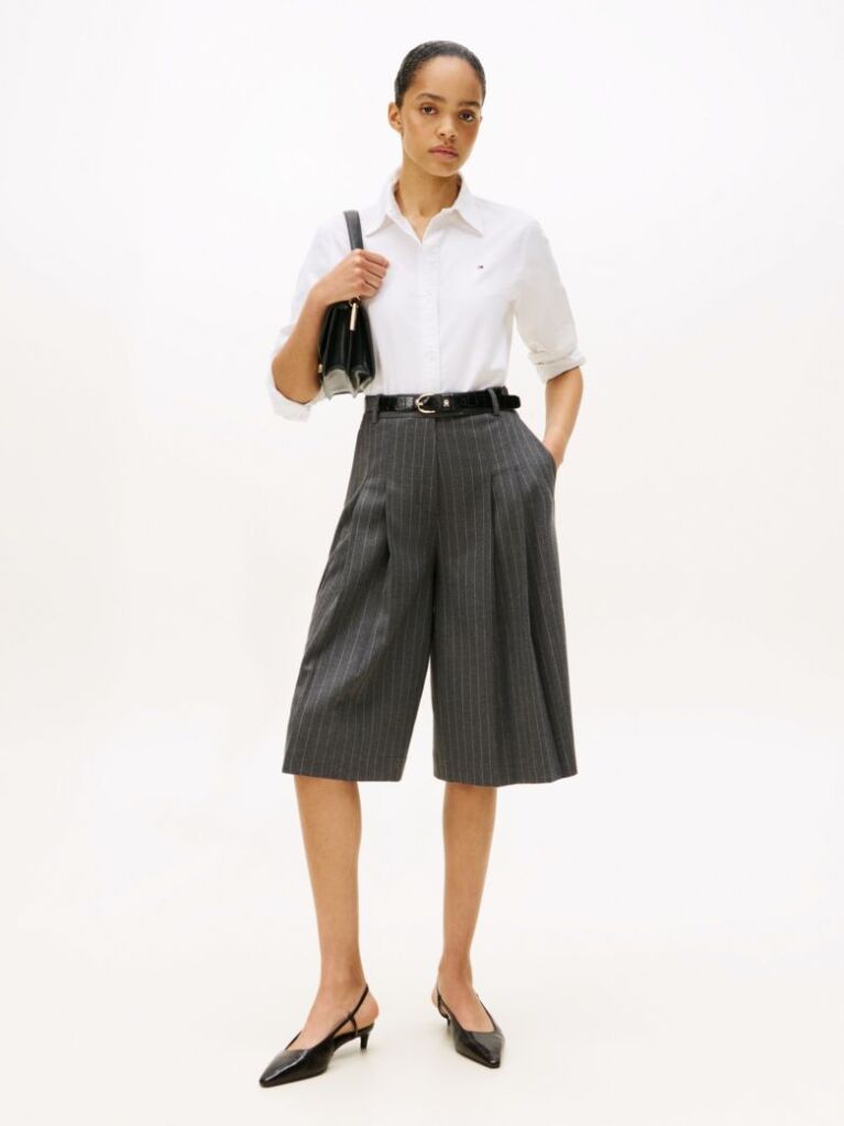 Grey Pinstripe Oversized Culottes  Women