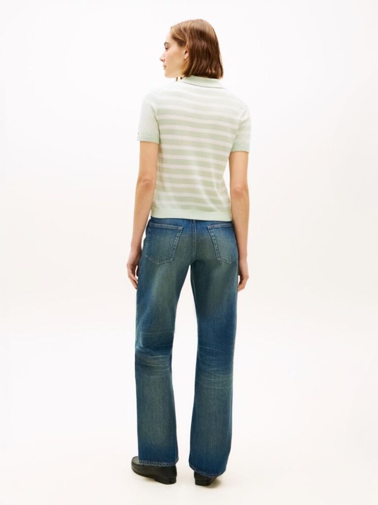 Multi Short Sleeve Polo Jumper With Silk  Women