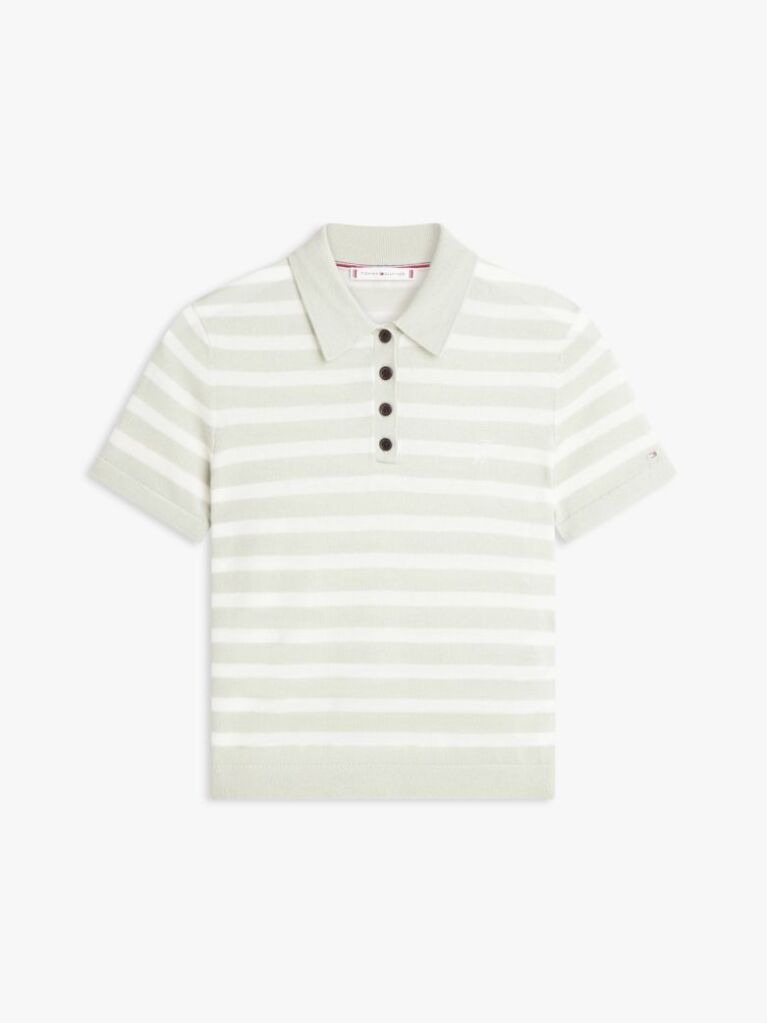 Multi Short Sleeve Polo Jumper With Silk  Women