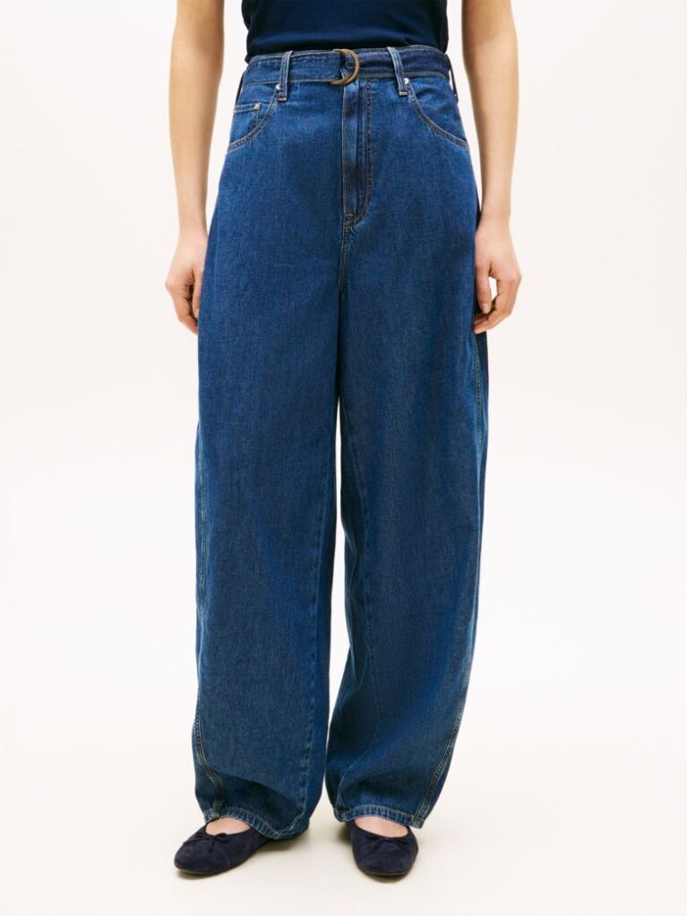 Blue Belted High Rise Balloon Leg Jeans  Women