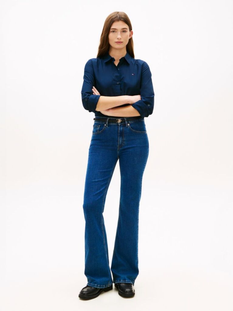 White Mid Rise Flared Leg Jeans  Women