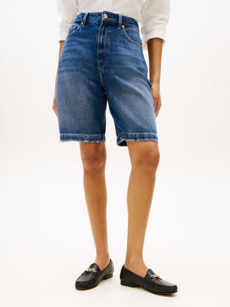 Μπλε Άνετη Denim Βερμούδα  Γυναίκες