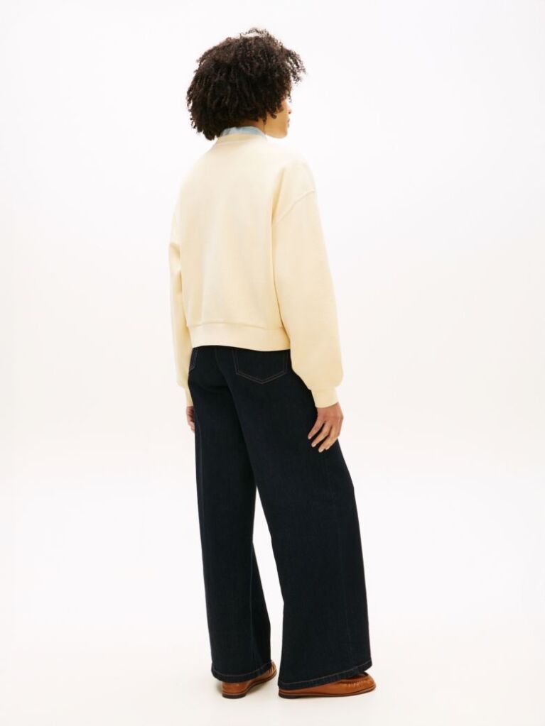 Beige Crest Embroidery Relaxed Terry Sweatshirt  Women