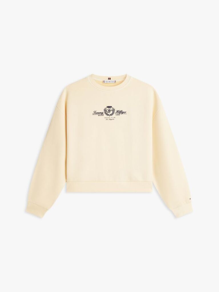 Beige Crest Embroidery Relaxed Terry Sweatshirt  Women