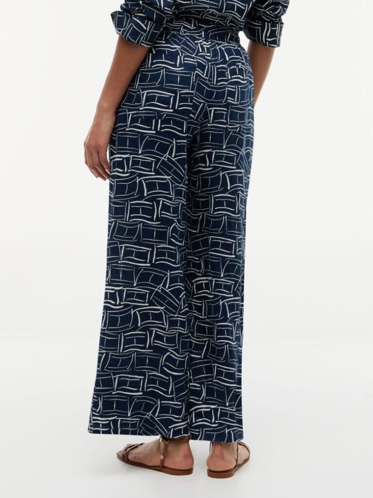 Multi Relaxed Wide Leg Pure Linen Trousers  Women
