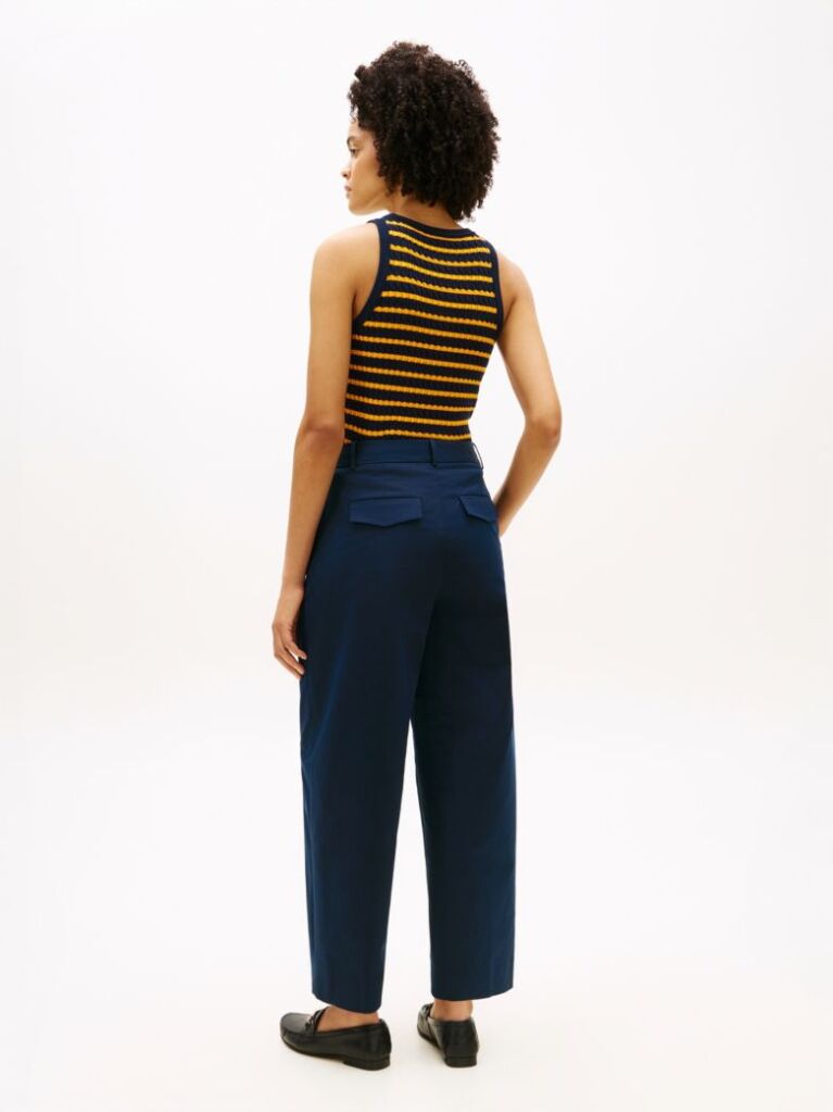 Blue Barrel Leg Mid Rise Chinos  Women