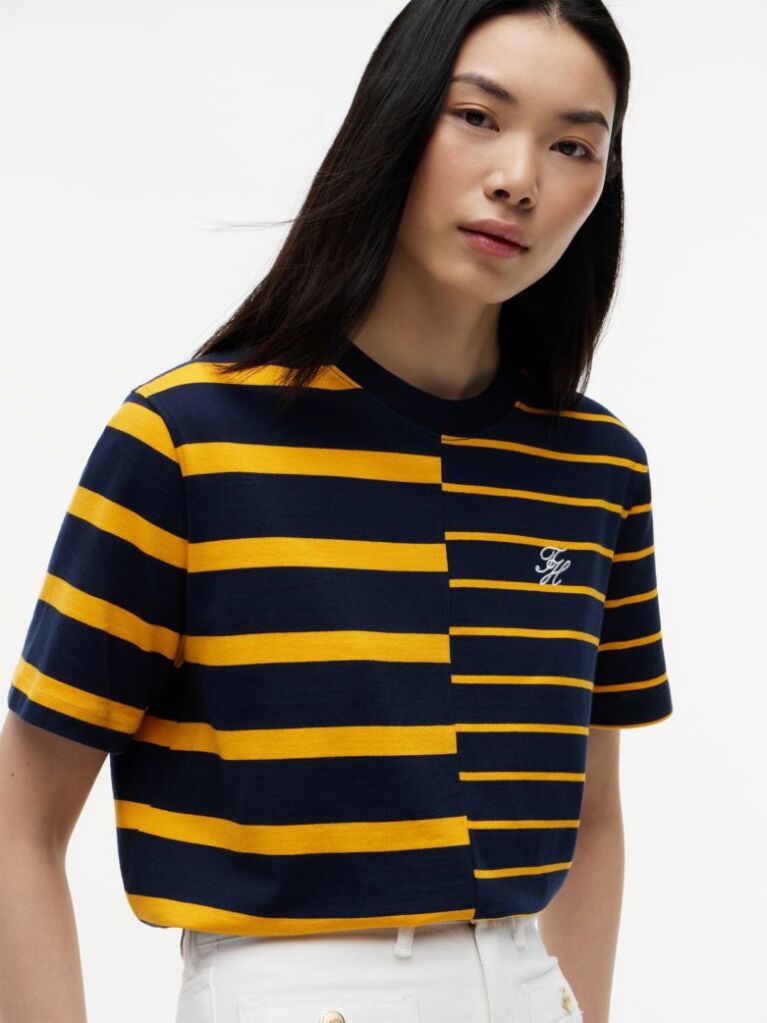 Multi Ριγέ Άνετο T-Shirt Με Κλασική Λαιμόκοψη  Γυναίκες