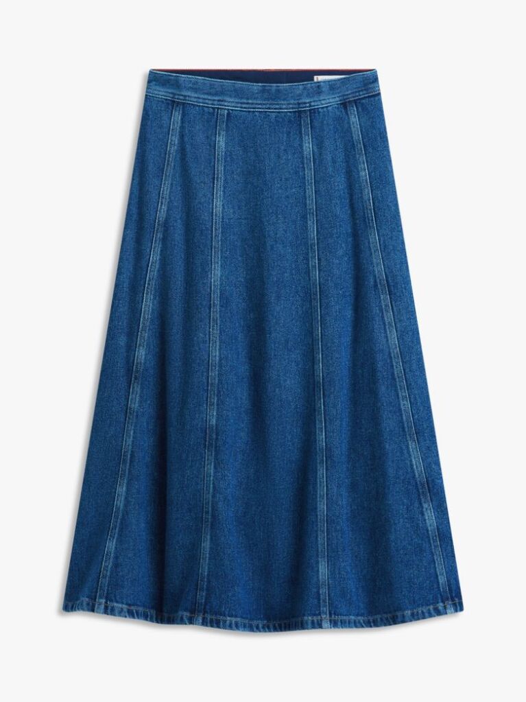 Μπλε Ψηλόμεση Εβαζέ Denim Midi Φούστα  Γυναίκες