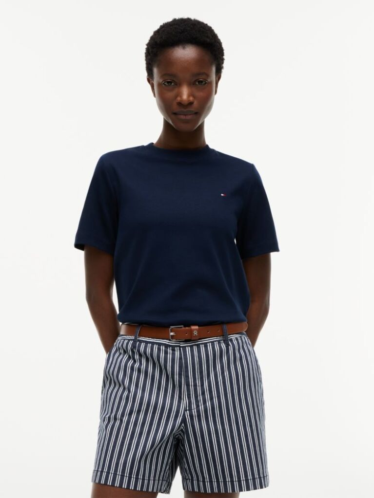 Blue Interlock Knit Boxy T-Shirt  Women