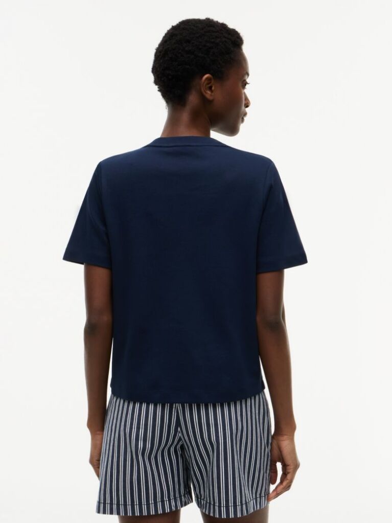 Blue Interlock Knit Boxy T-Shirt  Women