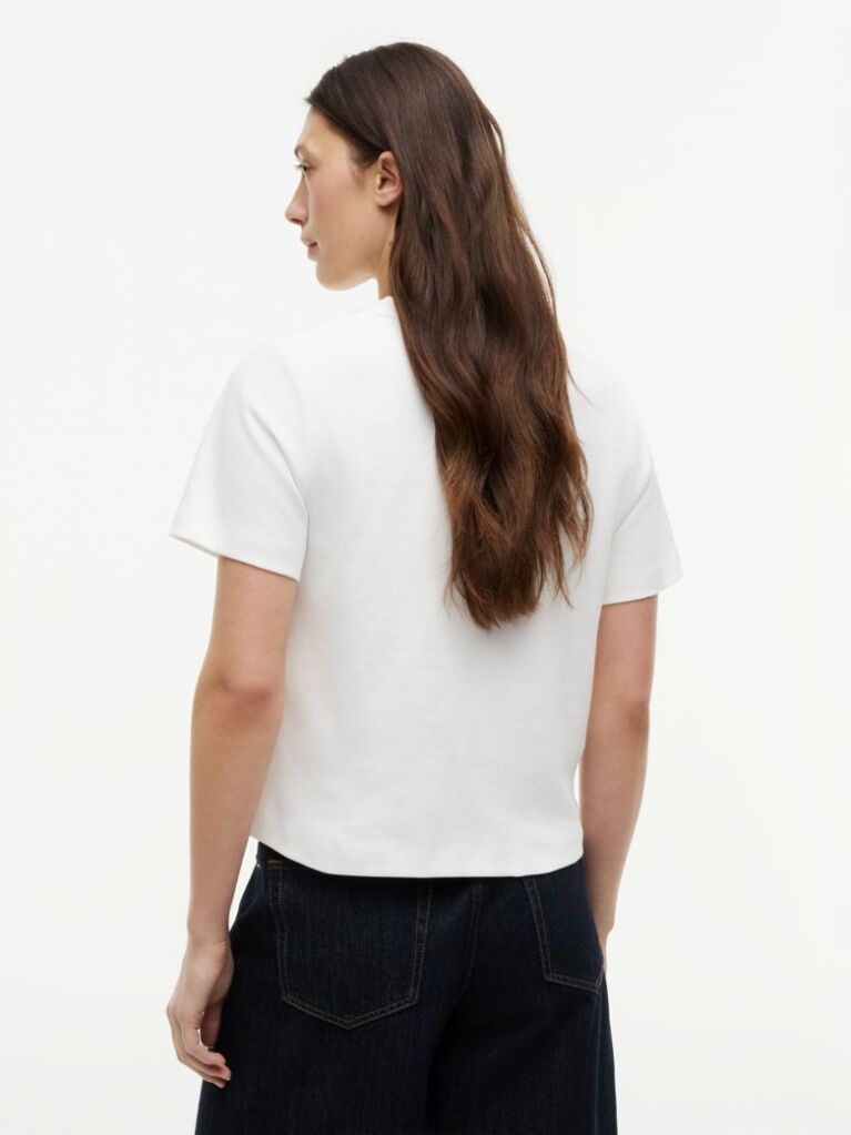 White Interlock Knit Boxy T-Shirt  Women