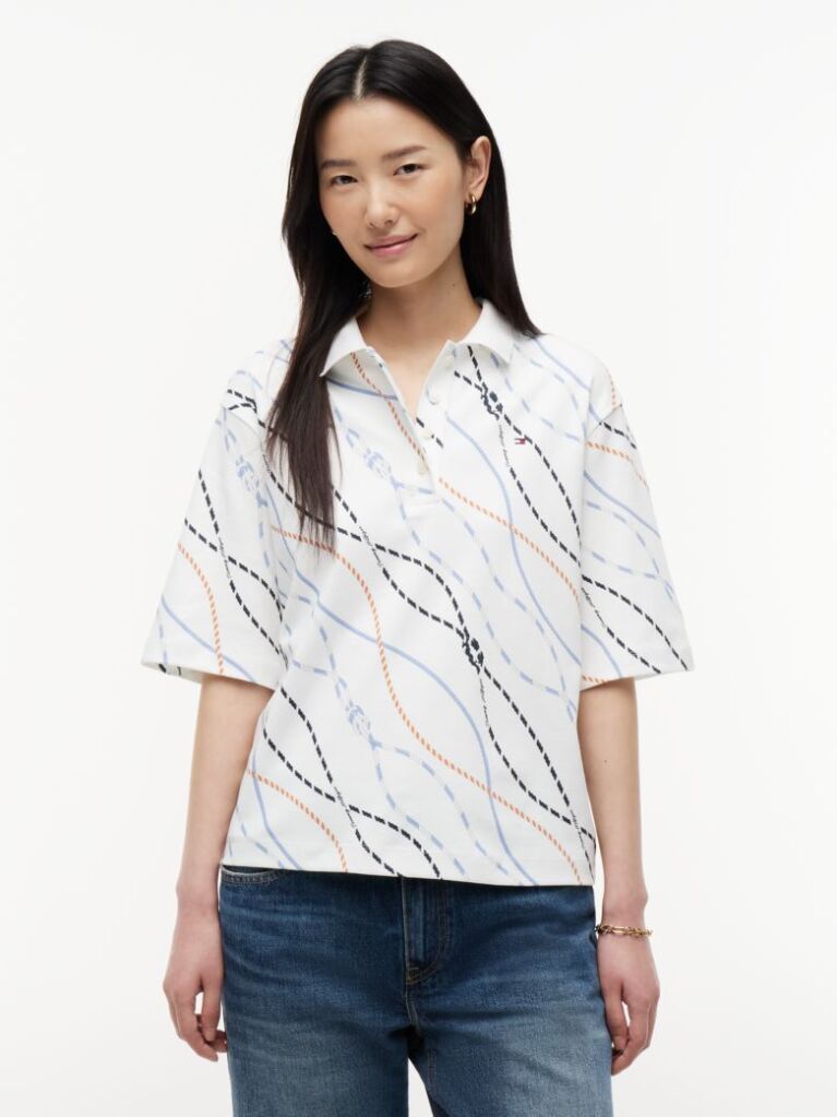 Multi Relaxed Fit Interlock Knit Polo Shirt  Women