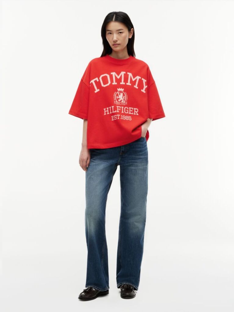 Κόκκινο T-Shirt Oversized Σε Άνετη Γραμμή  Γυναίκες