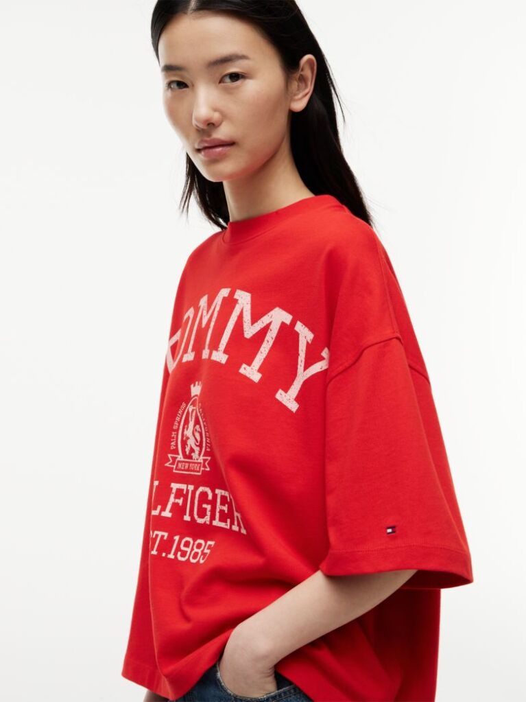 Κόκκινο T-Shirt Oversized Σε Άνετη Γραμμή  Γυναίκες