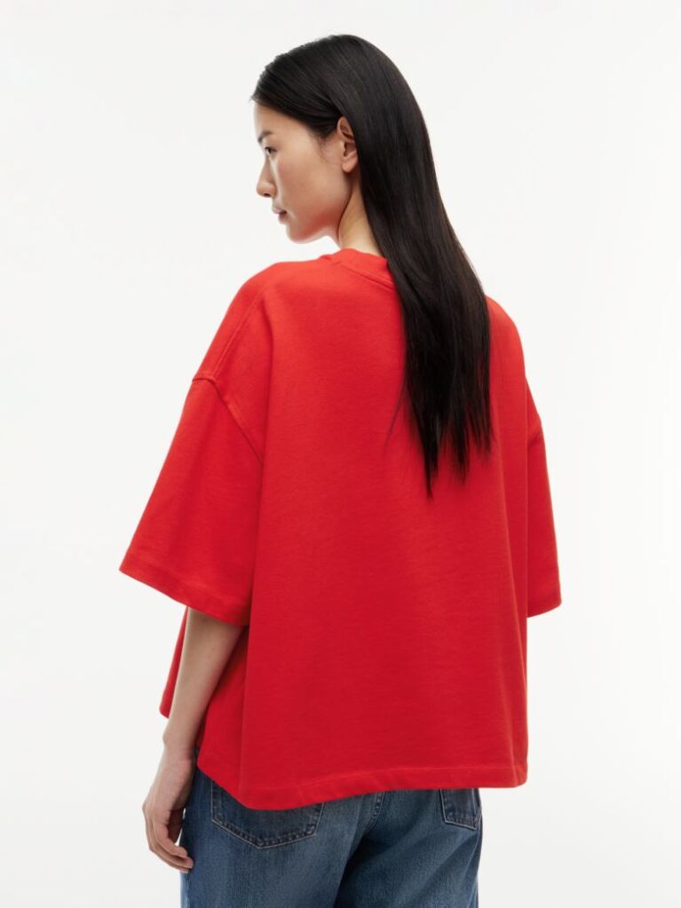 Κόκκινο T-Shirt Oversized Σε Άνετη Γραμμή  Γυναίκες