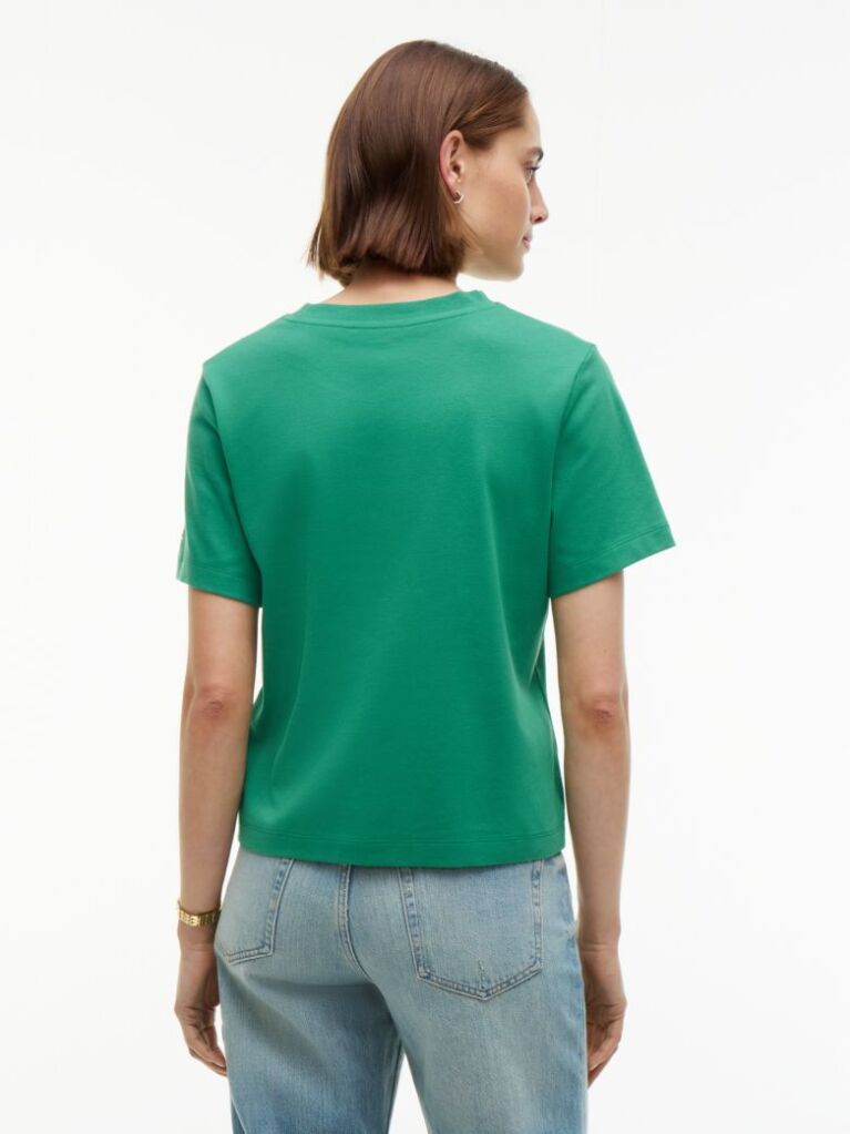 Green Logo Interlock Knit Crew Neck T-Shirt  Women