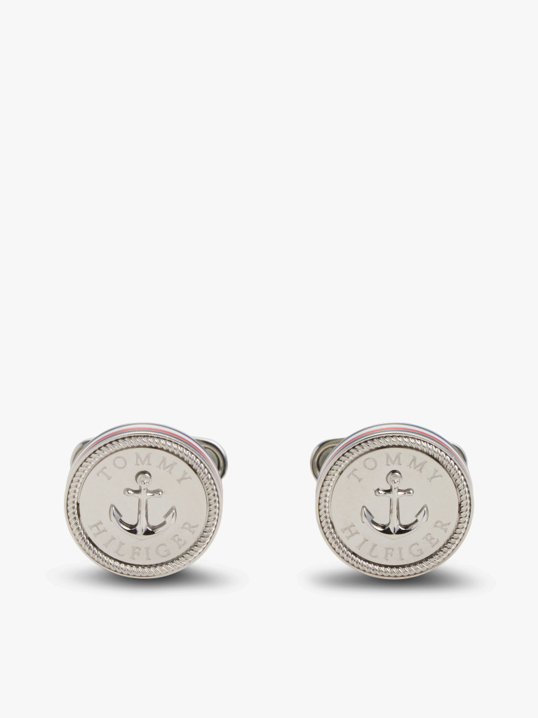 Silver Stainless Steel Signature Nautical Cufflinks  Men