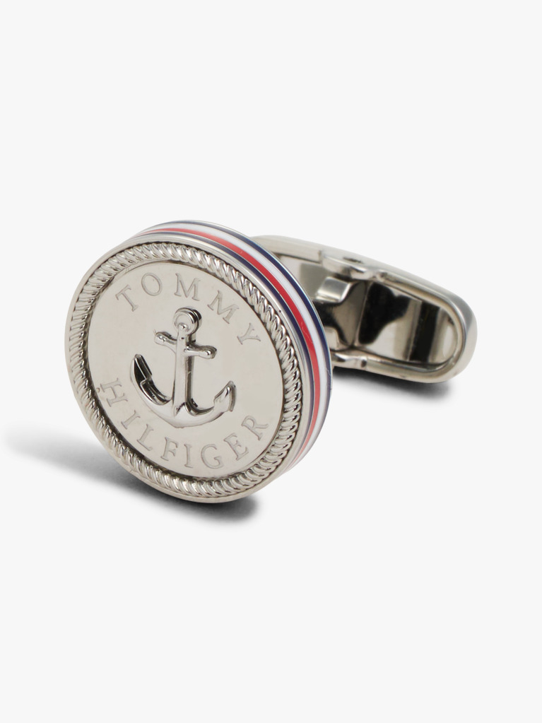 Silver Stainless Steel Signature Nautical Cufflinks  Men
