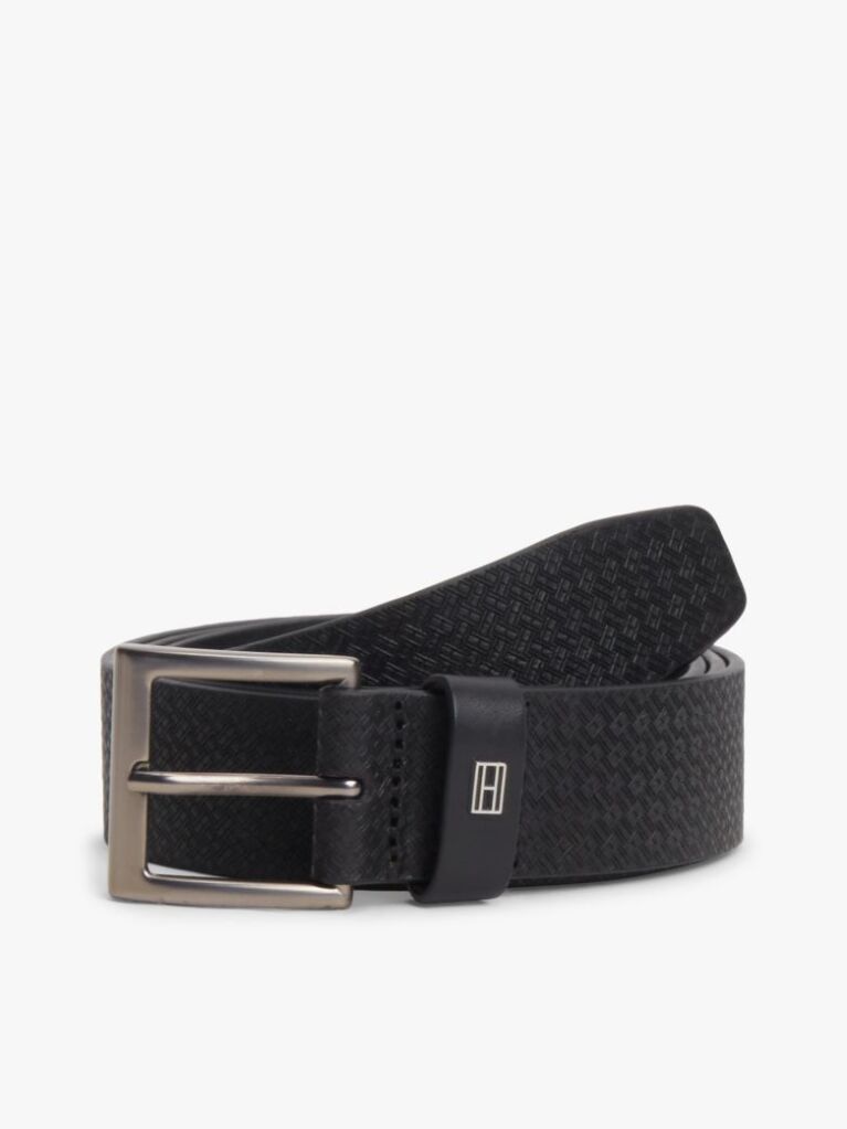 Black Flag Print Square Buckle Leather Belt  Men