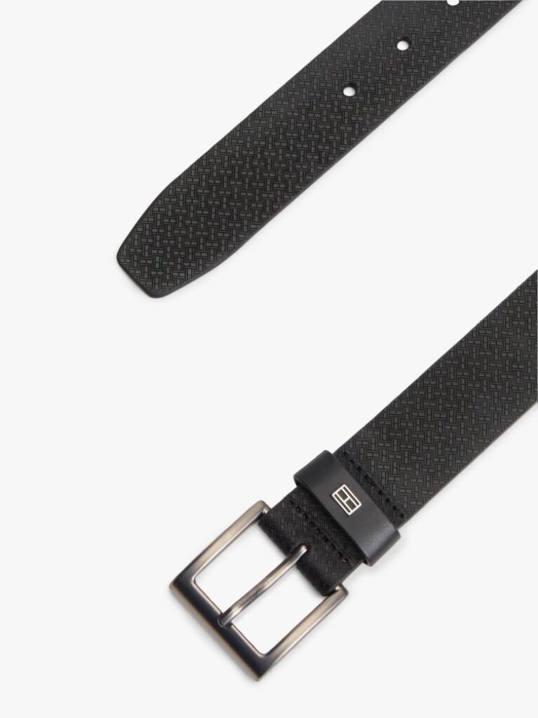 Black Flag Print Square Buckle Leather Belt  Men