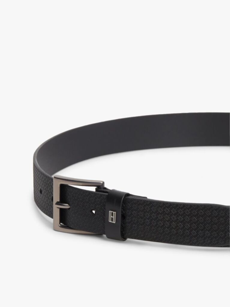 Black Flag Print Square Buckle Leather Belt  Men