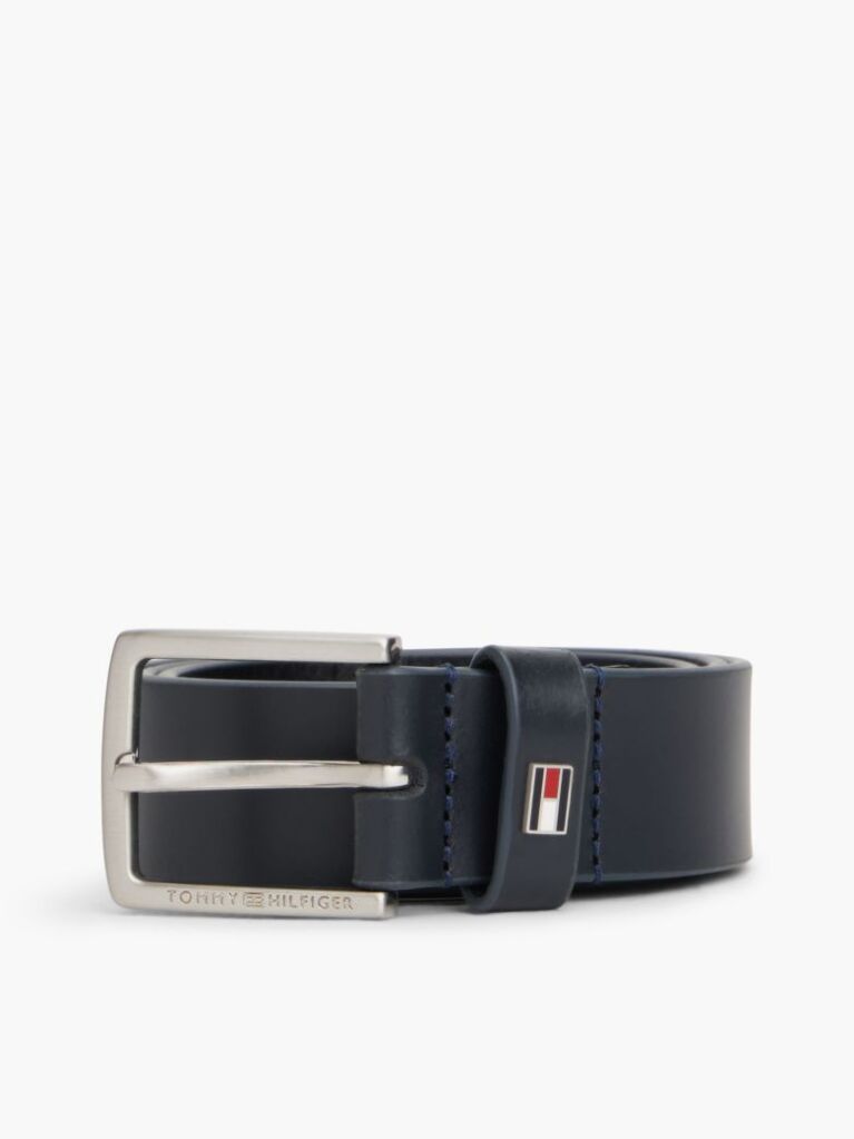 Blue Kids' Square Buckle Leather Belt  Kids Unisex