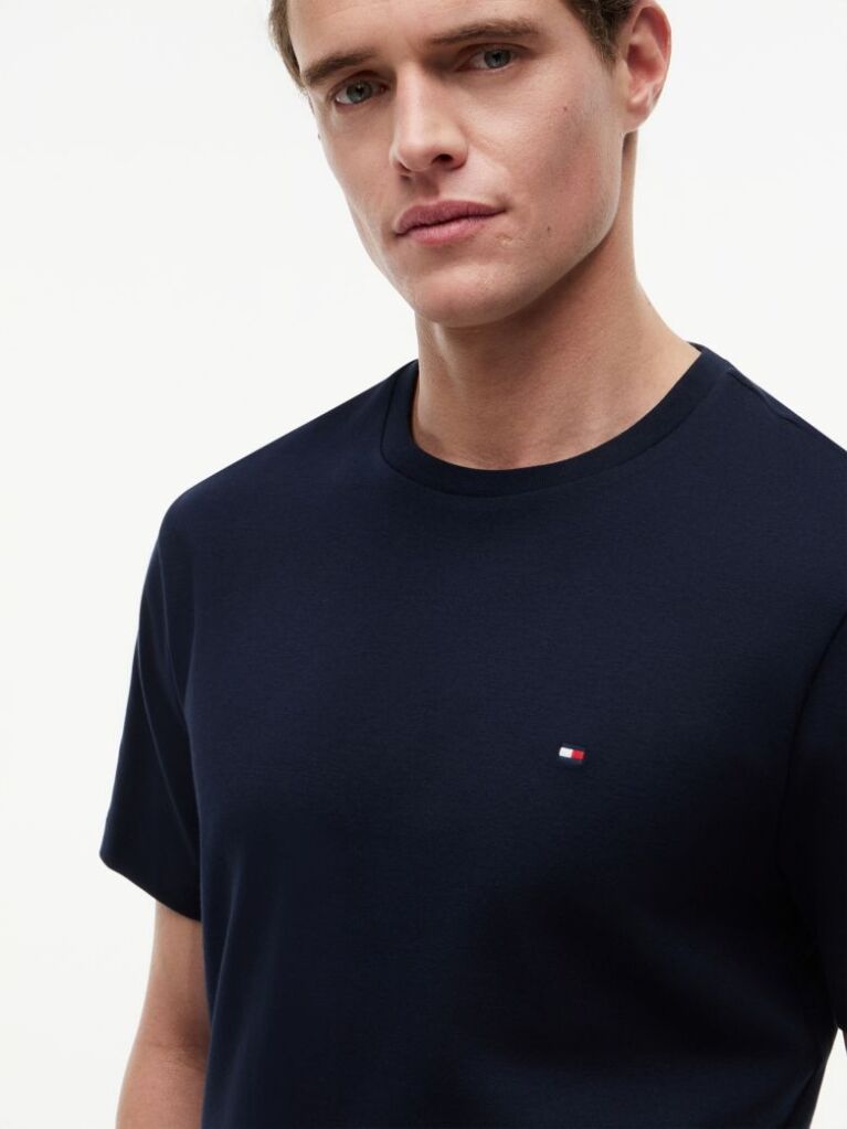 Μπλε Interlock Πλεκτό T-Shirt  Άνδρες