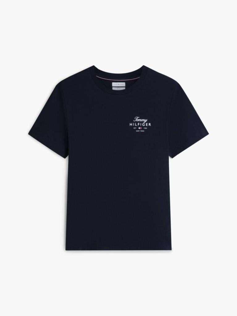 Μπλε T-Shirt Με Κλασική Λαιμόκοψη Και Λογότυπο  Άνδρες