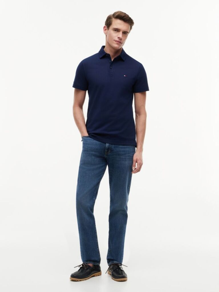 Blue Regular Fit Mesh Jersey Polo Shirt  Men