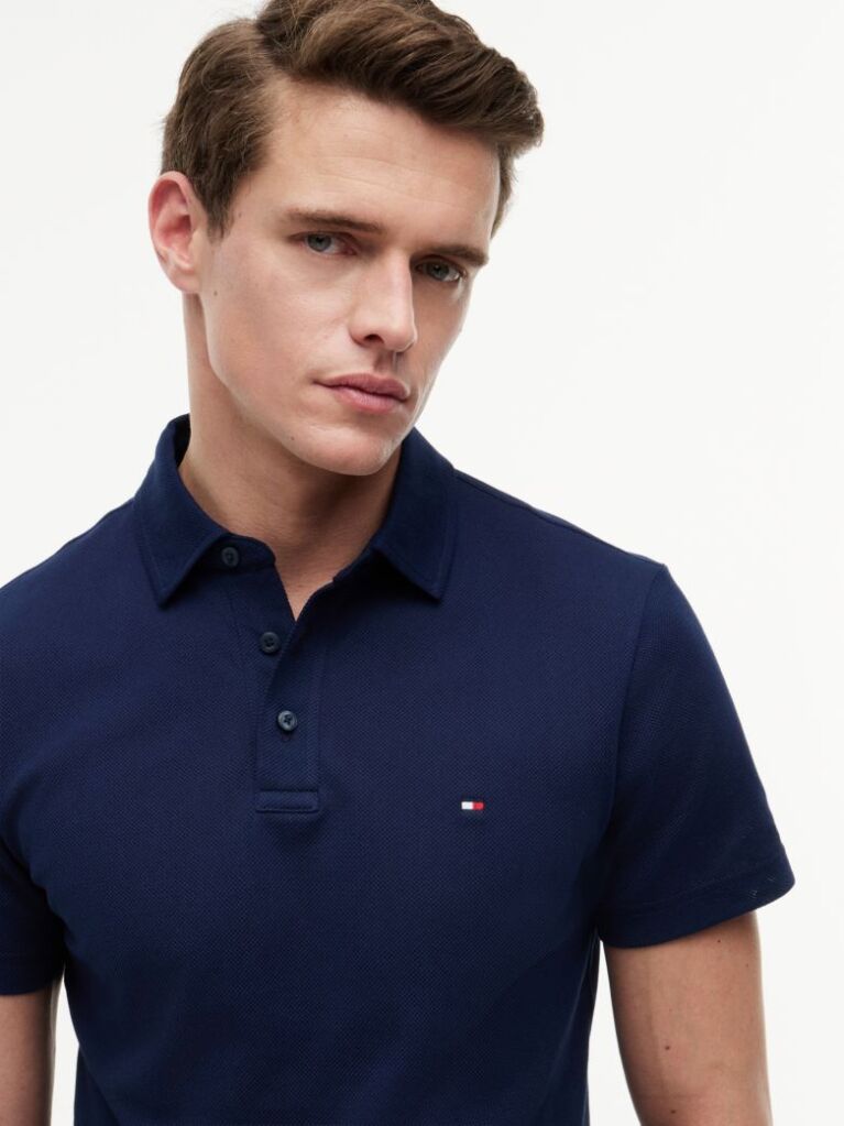 Blue Regular Fit Mesh Jersey Polo Shirt  Men