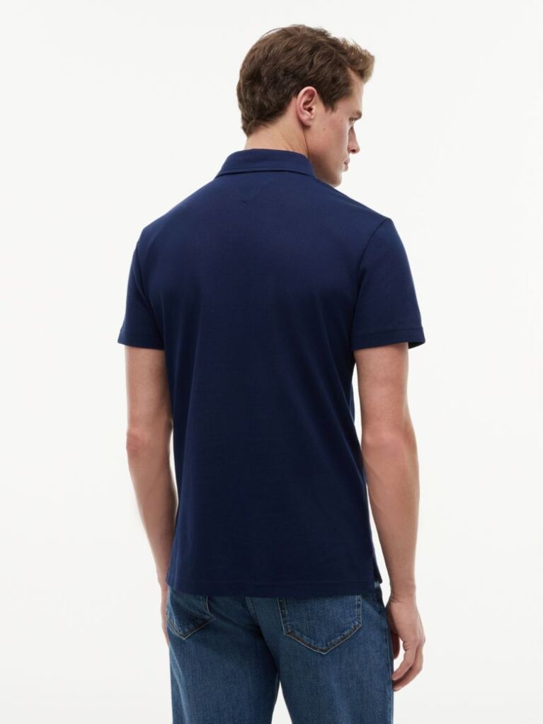 Blue Regular Fit Mesh Jersey Polo Shirt  Men