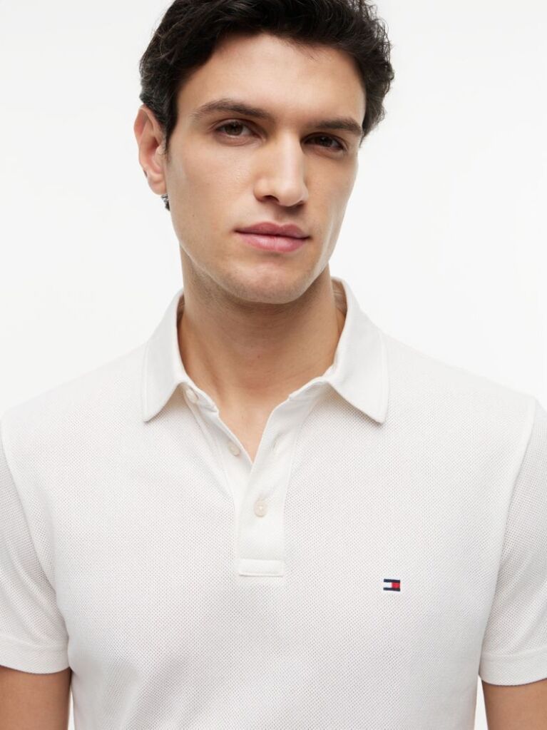 Beige Regular Fit Mesh Jersey Polo Shirt  Men