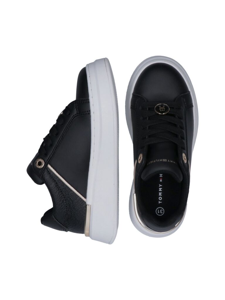 Black TH Monogram Charm Lace-Up Sneakers  Girls