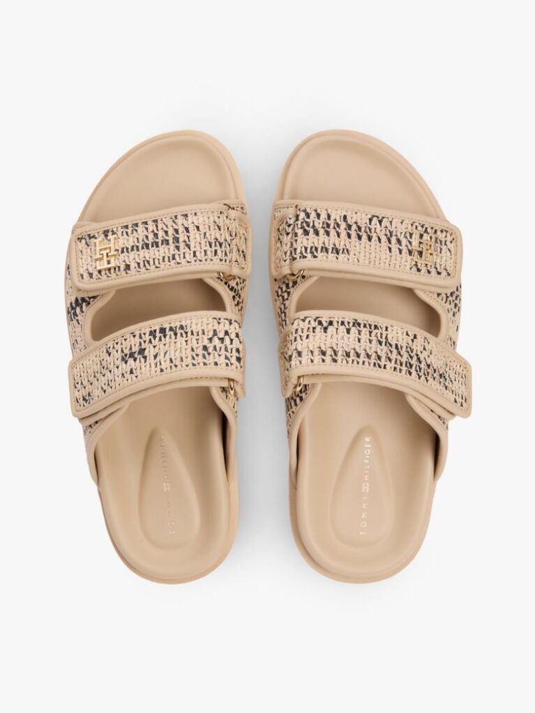 Multi Raffia TH Monogram Double Strap Sandals  Women