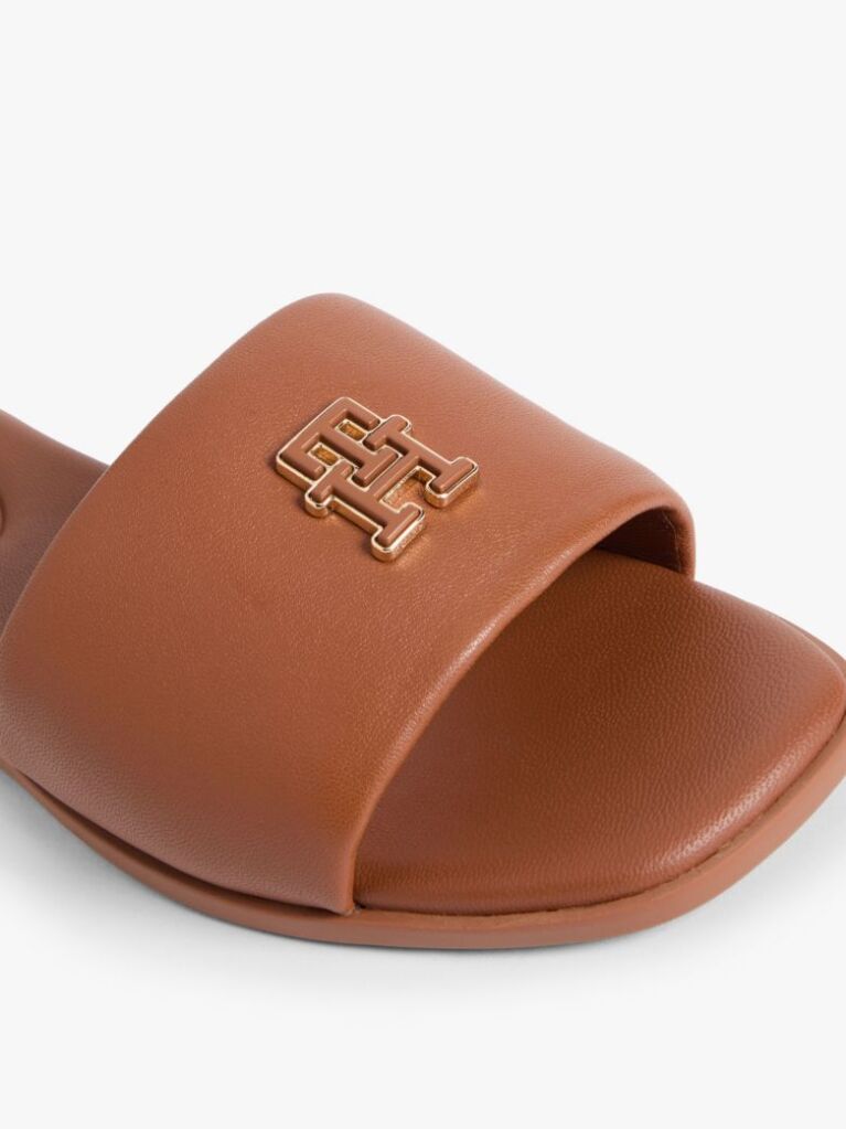 Brown Leather TH Monogram Strap Mules  Women
