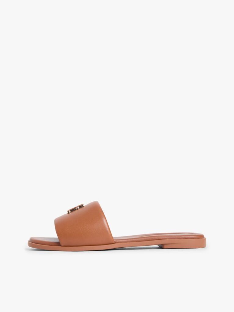 Brown Leather TH Monogram Strap Mules  Women