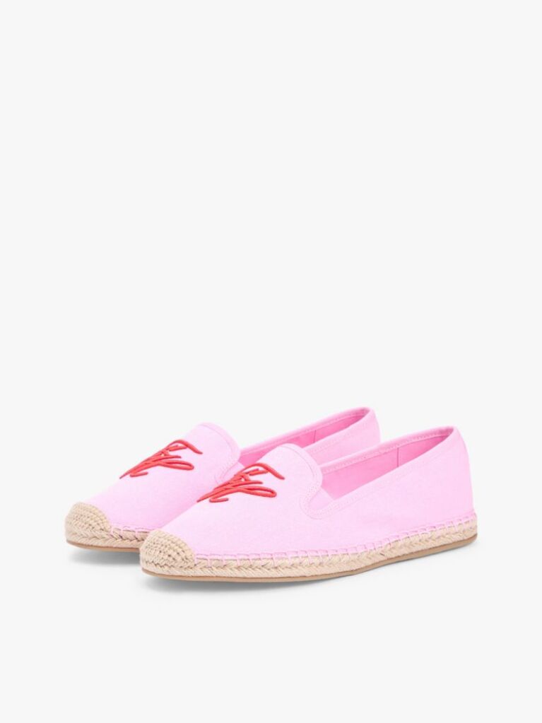 Pink Logo Embroidery Canvas Espadrilles  Women