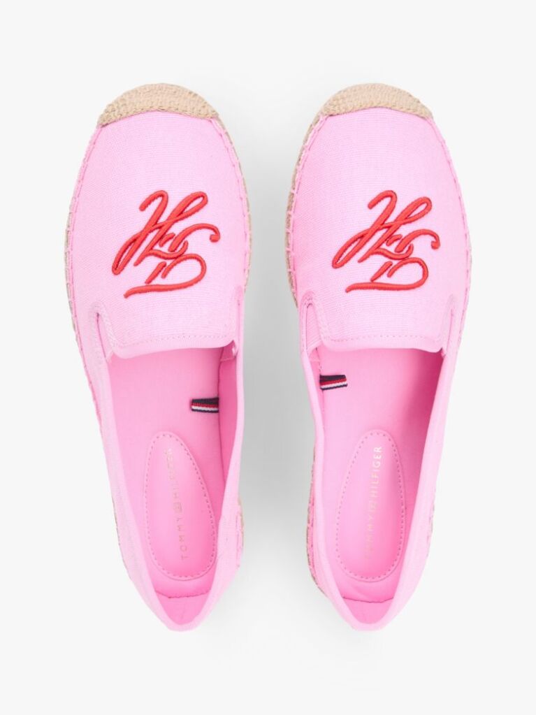 Pink Logo Embroidery Canvas Espadrilles  Women